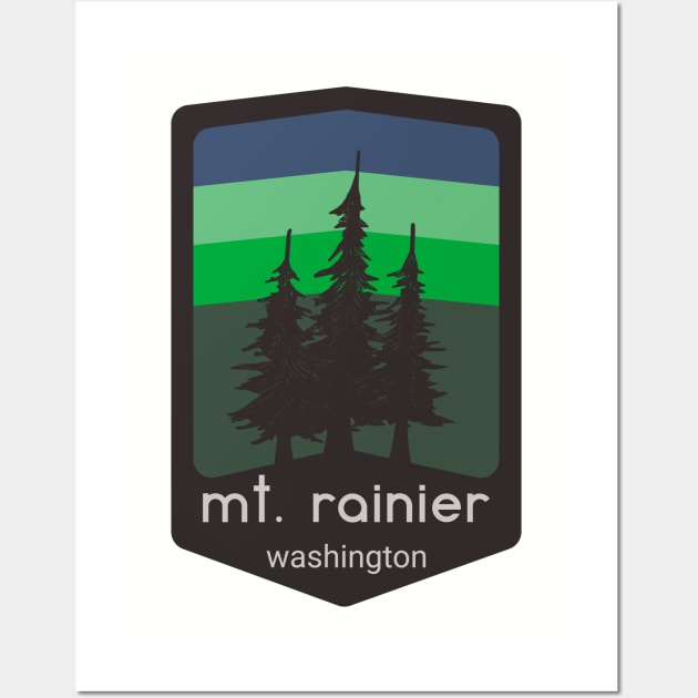 Mt. Rainier, Washington Patch Logo Apparel Wall Art by bahama mule